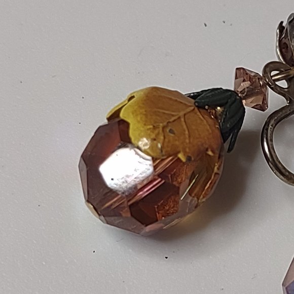 Very Awesome Vintage Glass Bead Dangling Fruit Clip On Earrings - Picture 6 of 16